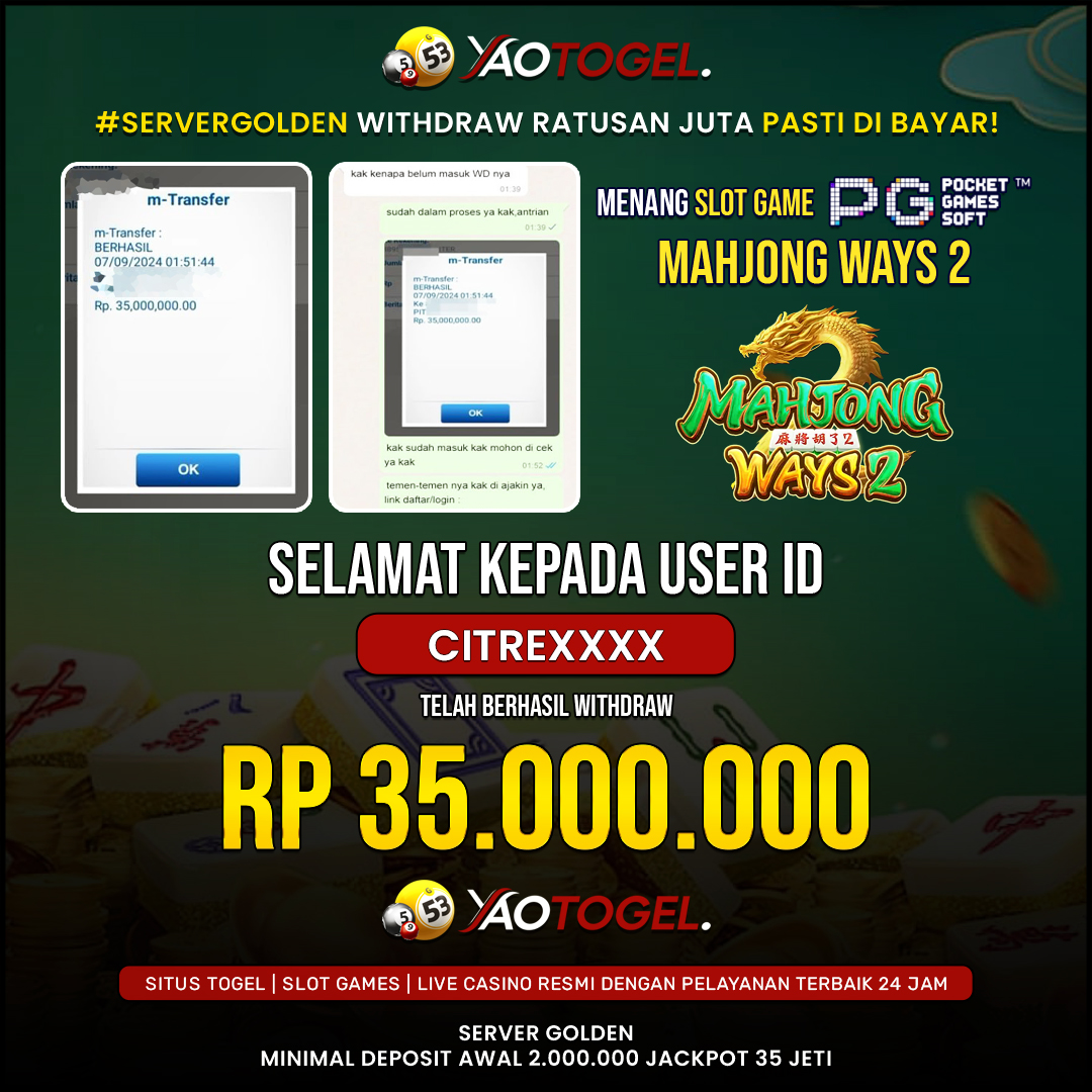 YAOTOGEL - BERHASIL WITHDRAW DI MAHJONG WAYS 2 35.000.000