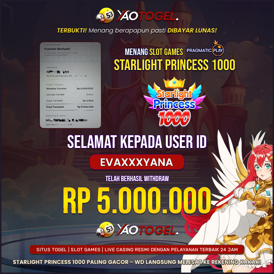 YAOTOGEL - BERHASIL JACKPOT DI STARLIGHT PRINCESS 1000 BOS KU