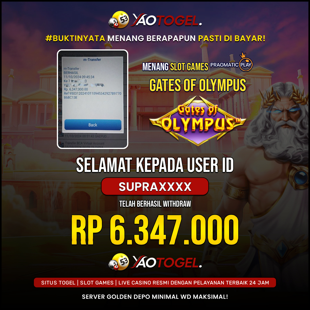 YAOTOGEL - BERHASIL JACKPOT GATES OF OLYMPUS