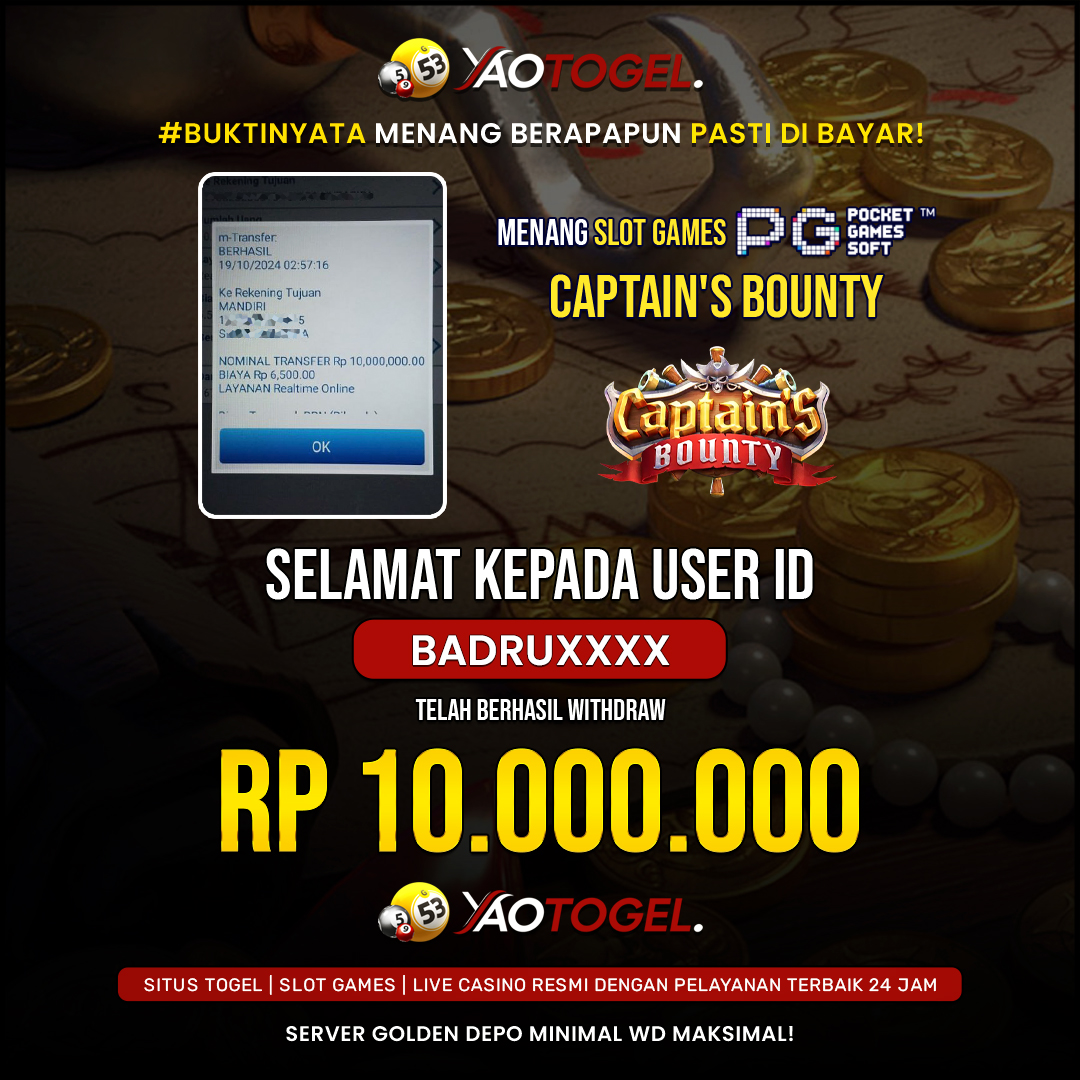 YAOTOGEL - BERHASIL JACKPOT CAPTAINS BOUNTY