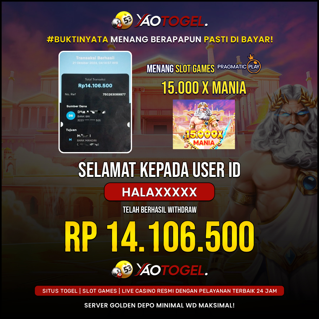 YAOTOGEL - BERHASIL JACKPOT 15.000 X MANIA