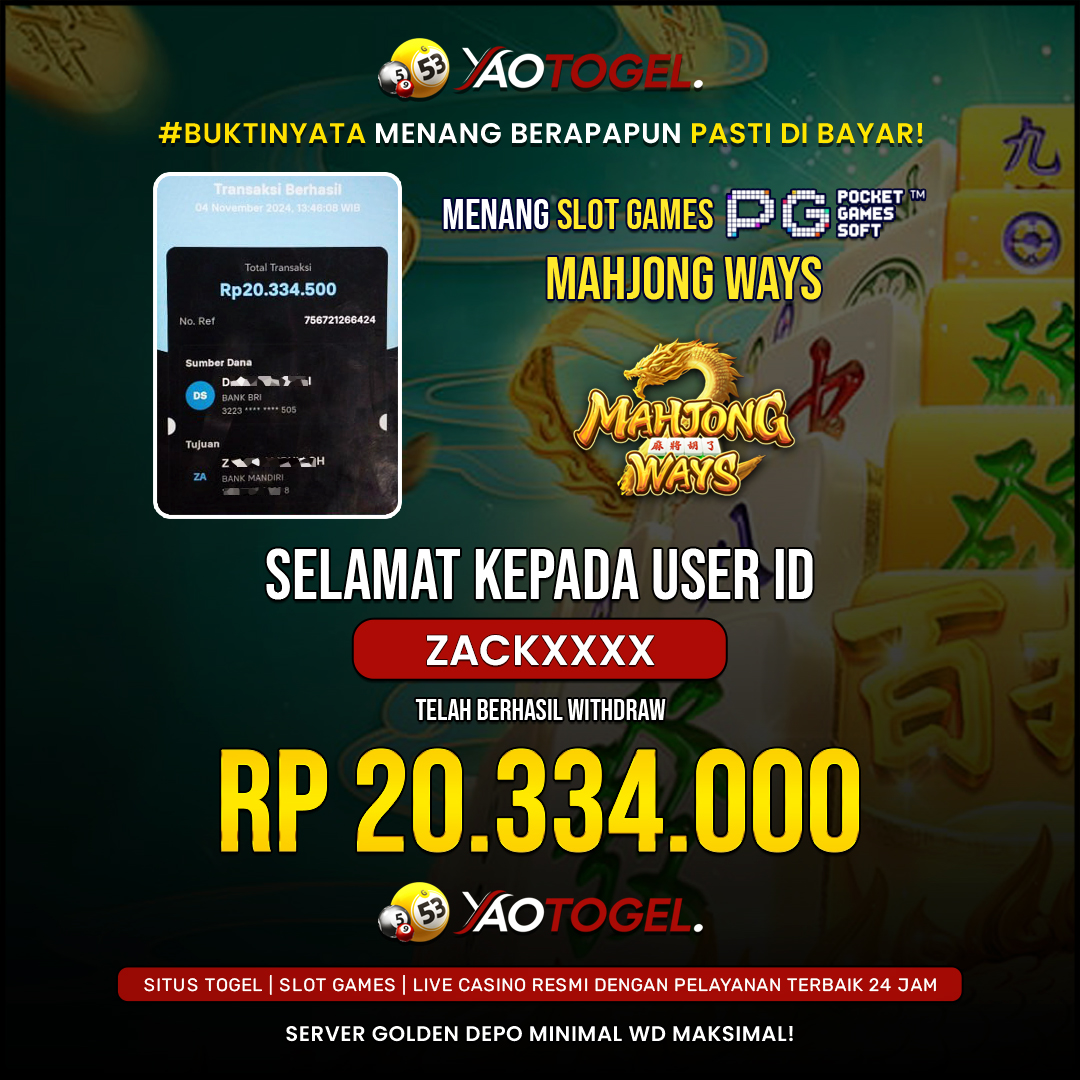 YAOTOGEL - BERHASIL JACKPOT MAHJONG WAYS