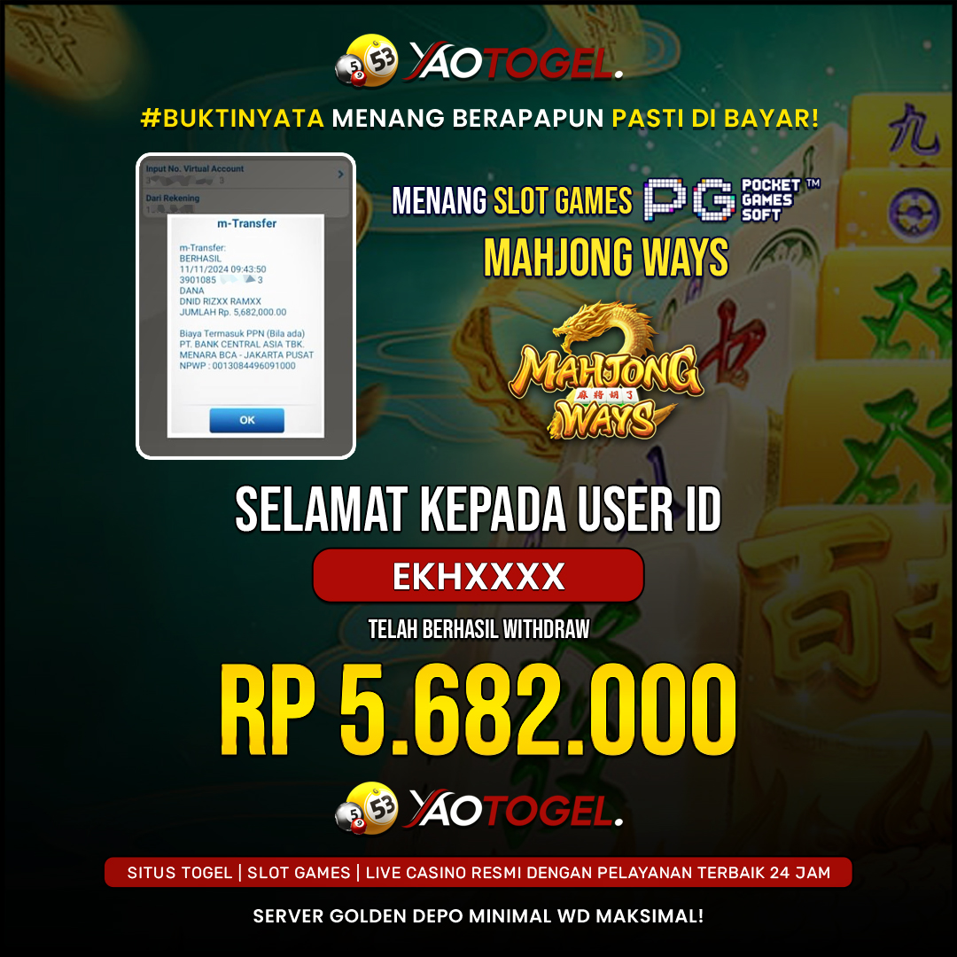 YAOTOGEL - BERHASIL JACKPOT MAHJONG WAYS