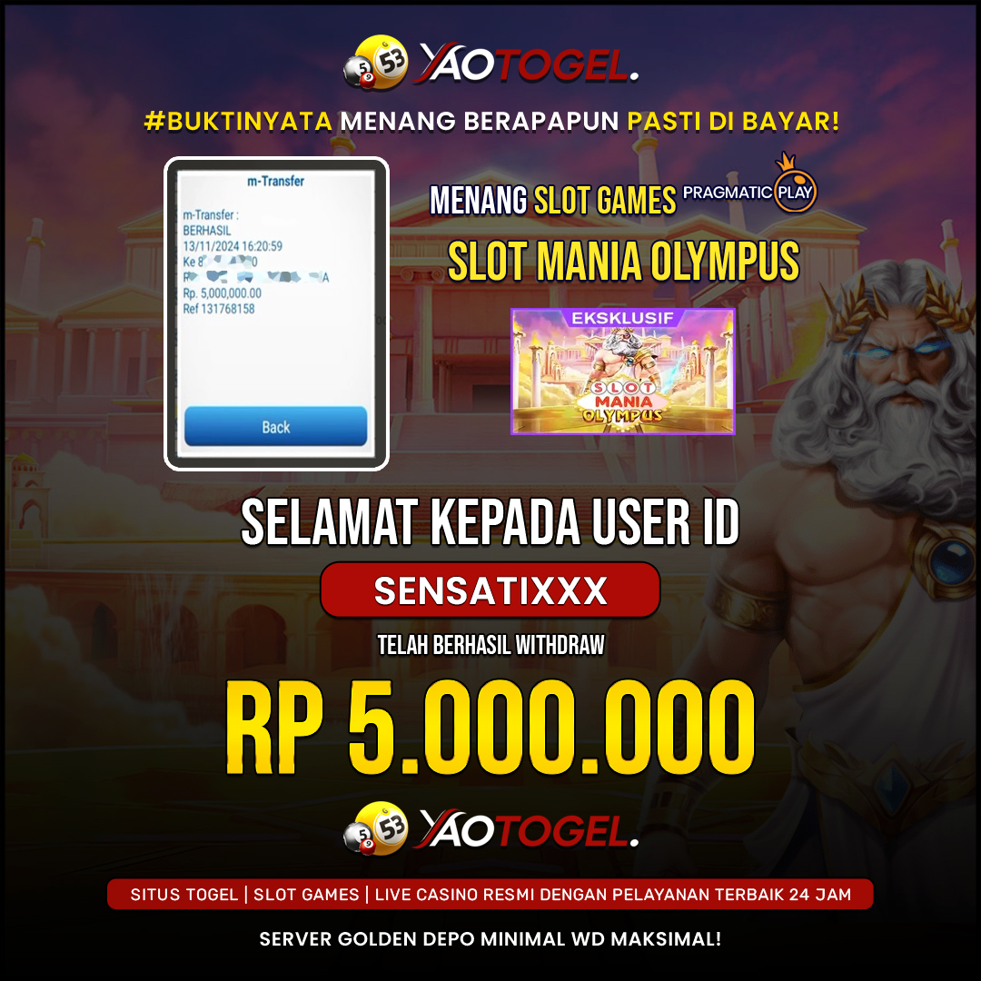 YAOTOGEL - BERHASIL JACKPOT SLOT MANIA OLYMPUS