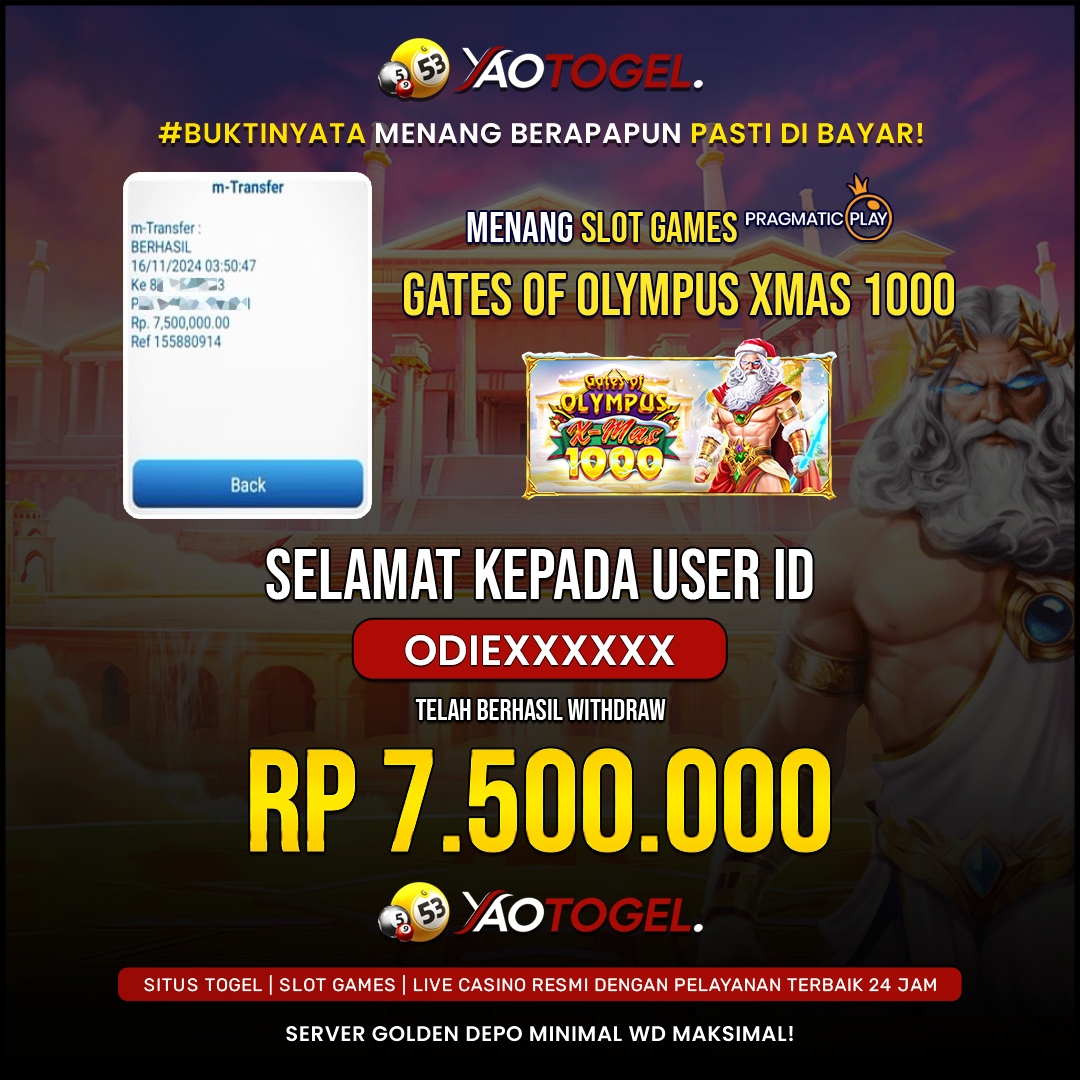 YAOTOGEL - BERHASIL JACKPOT GATES OF OLYMPUS X-MAS 1000