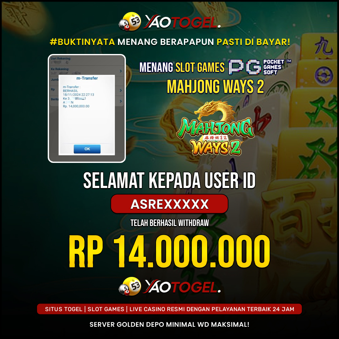 YAOTOGEL - BERHASIL JACKPOT MAHJONG WAYS 2