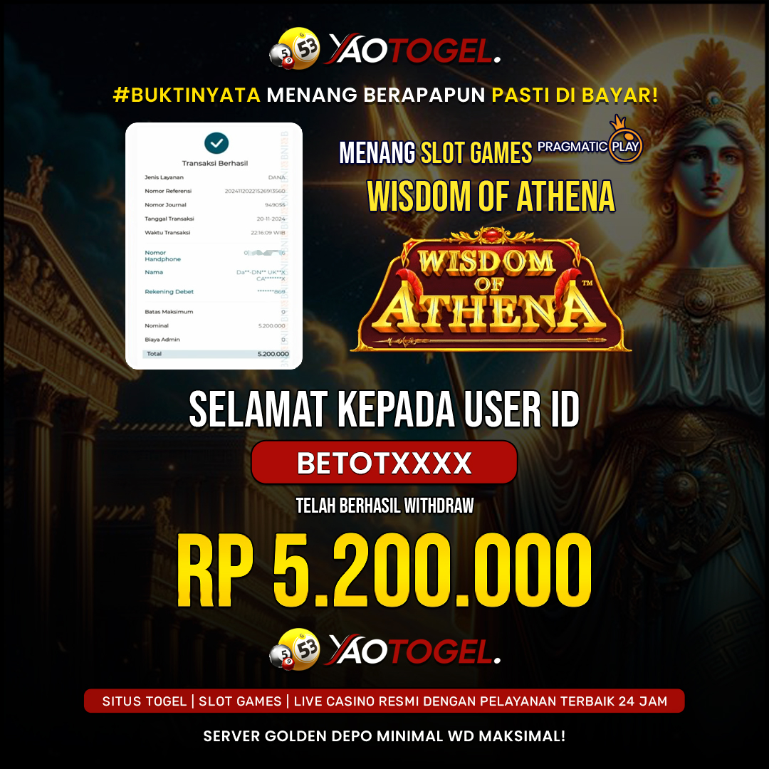 YAOTOGEL - BERHASIL JACKPOT WISDOM OF ATHENA